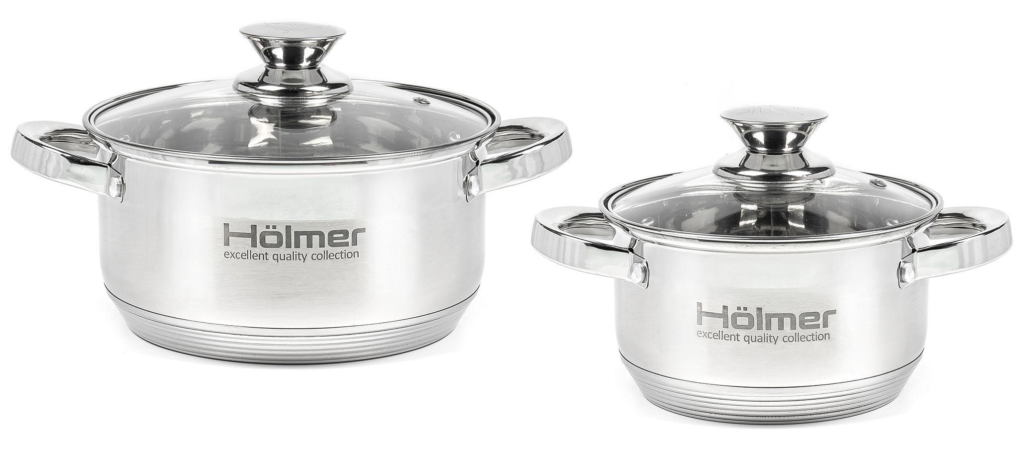 Набір посуду Hölmer СS-1452-SS ( 2 каструлі з кришкою 2л/3,8л)