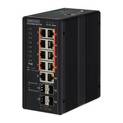 Комутатор Edge-core ECIS4500-8P2T4F (індустріальний L2, 8x10/100/1000Base-T PoE + 2x10/100/1000Base-T, 4xSFP)