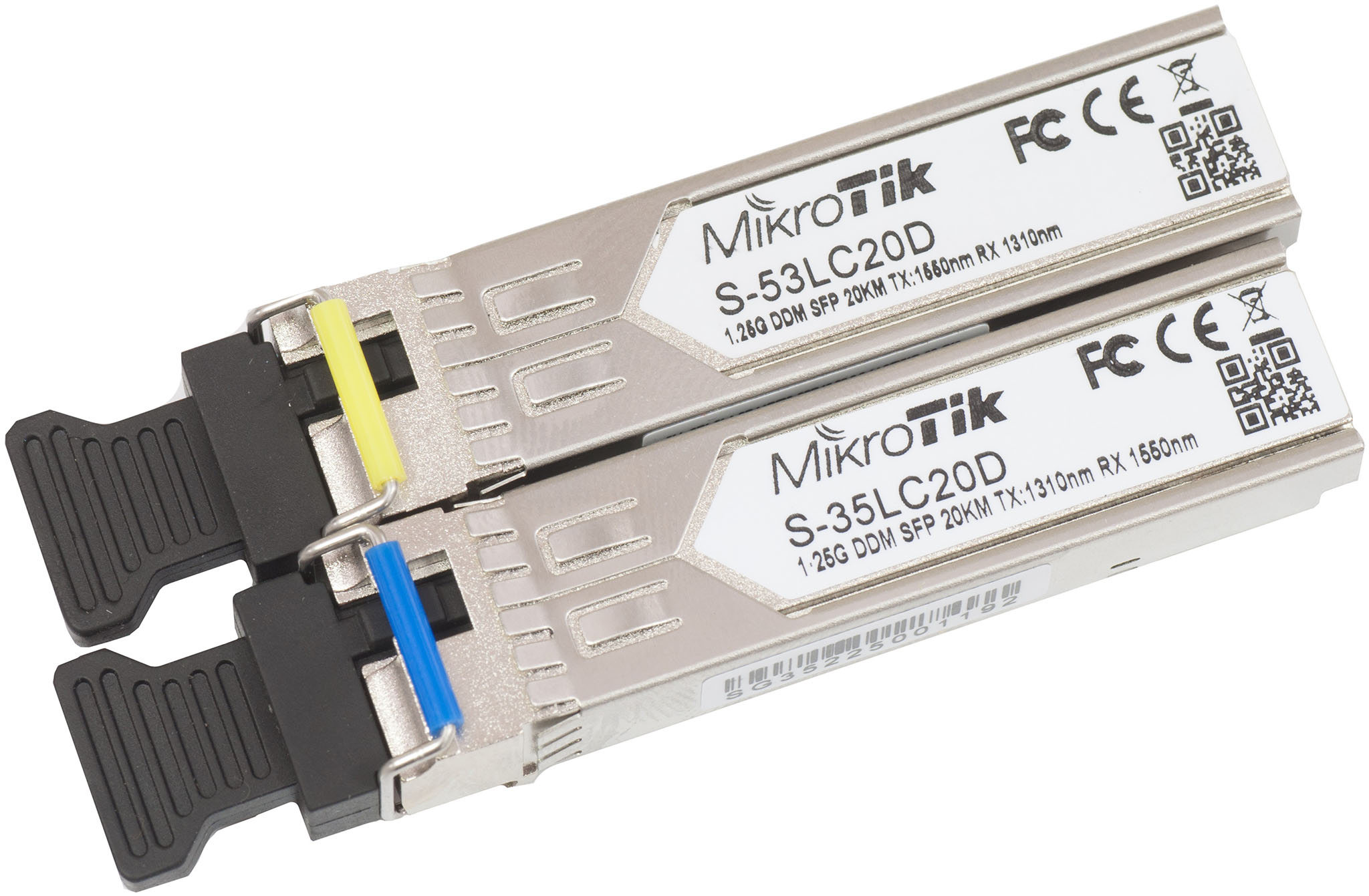 Пара оптичних модулів MikroTik S-3553LC20D S-35LC20D(1310nm/1550nm), S-53LC20D(1550nm/1310nm),1.25 Гб/с,20 км