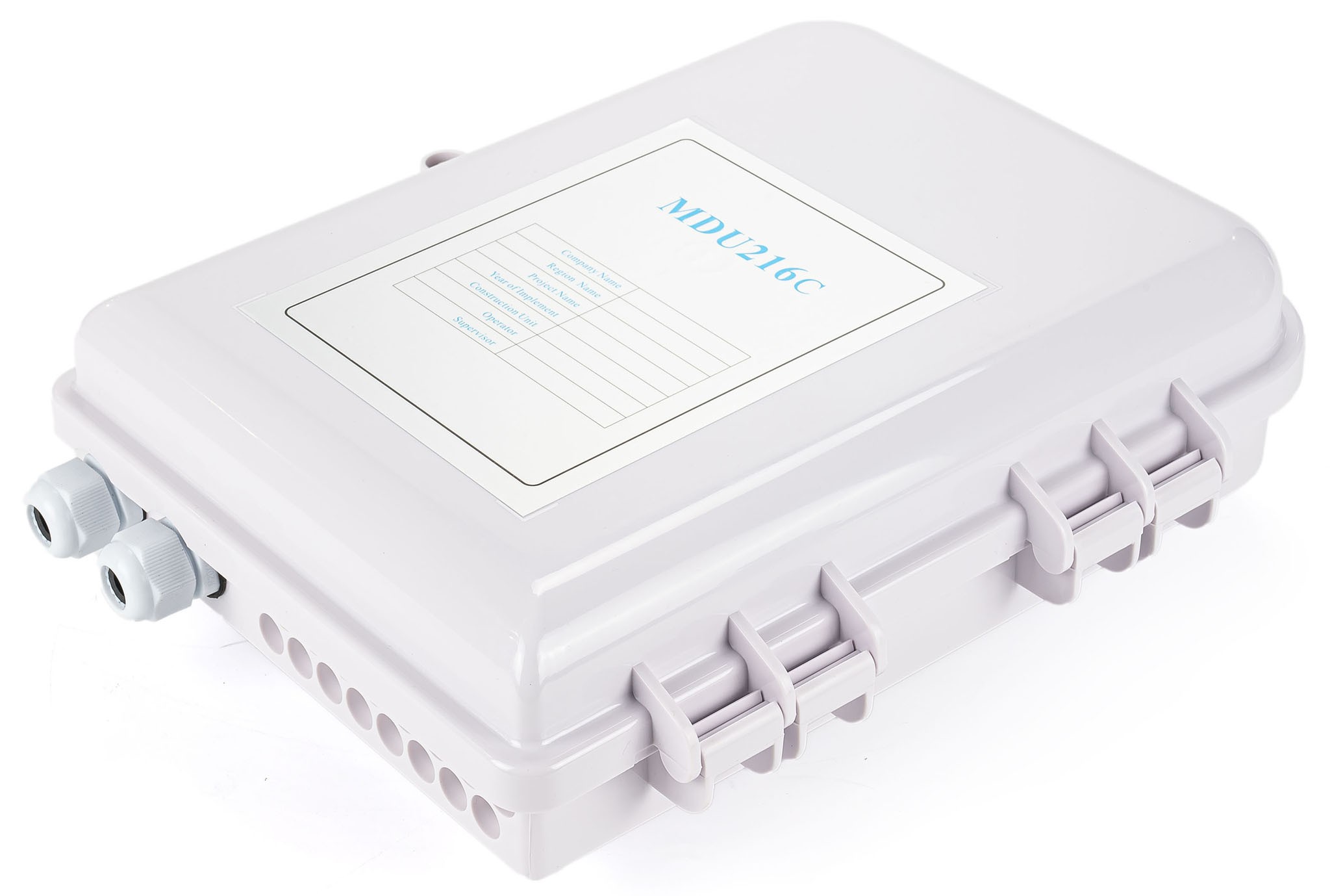 Бокс оптичний RCI MDU 216 C IP54, зовнішній на 2 кабельні вводи, 16 виводів для FTTH патчкордів (MDU 216 C (дл