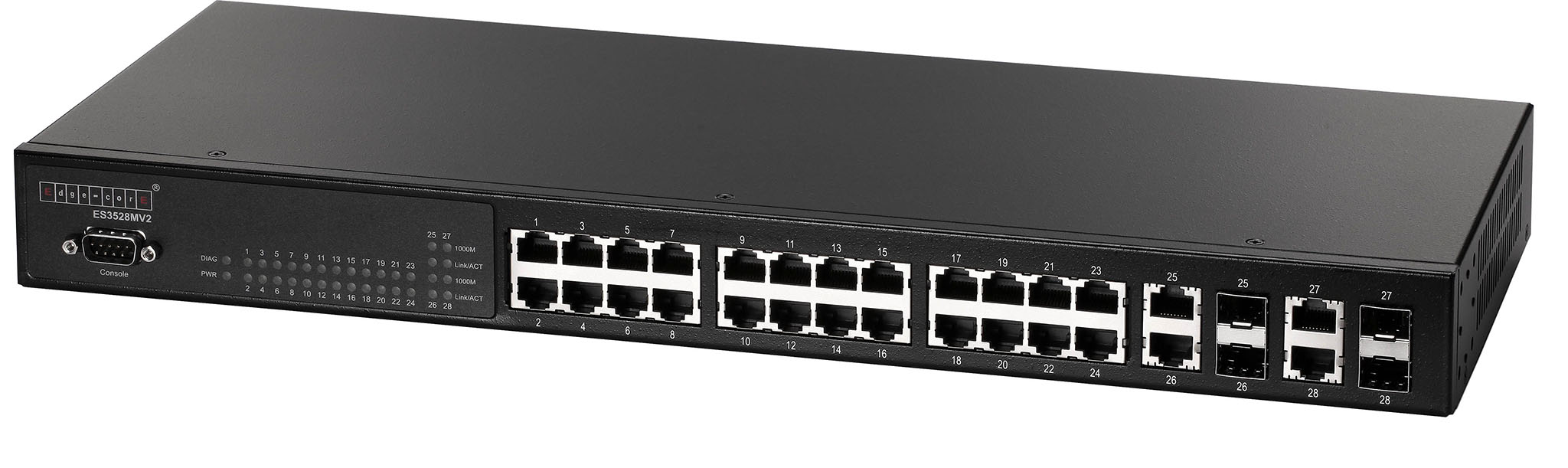 Комутатор Edge-core ES3528Mv2-DC L2, 24x10/100Base-T, 4x1G SFP/RJ45, DC 48V
