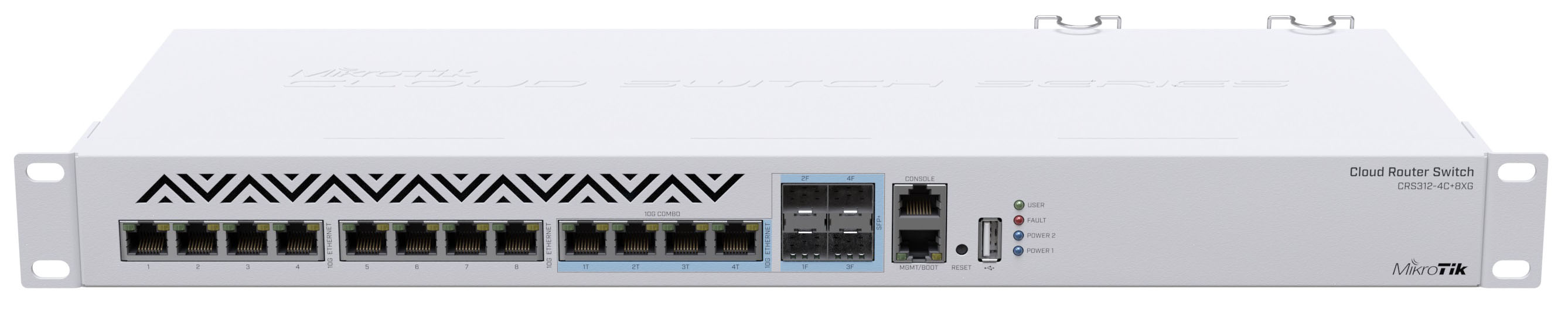 Комутатор керований MikroTik CRS312-4C+8XG-RM (QCA9531 650 MHz, RAM 64 MB, FLASH 16 MB)