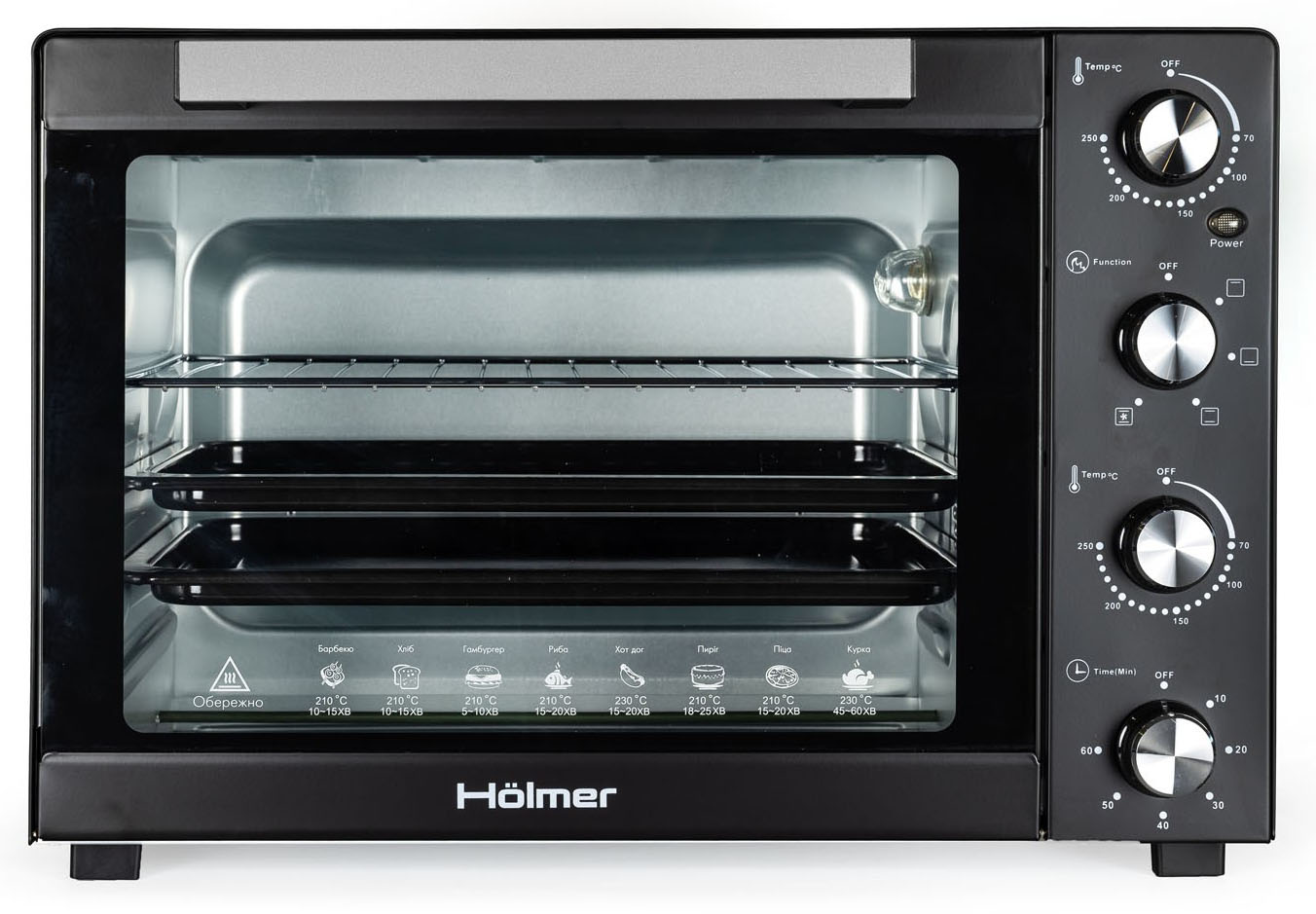 Електрична піч Hölmer HEO-152CL 1700 Вт. 50л. конвекція  2  деко+ підсвітка