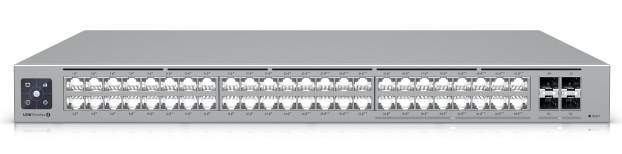 Комутатор Ubiquiti Pro Max 48 PoE 481/2.5 GbE. 4x 10G SFP+. 32 POE+ 16 Gbe POE++ 720W (USW-PRO-MAX-48-POE)