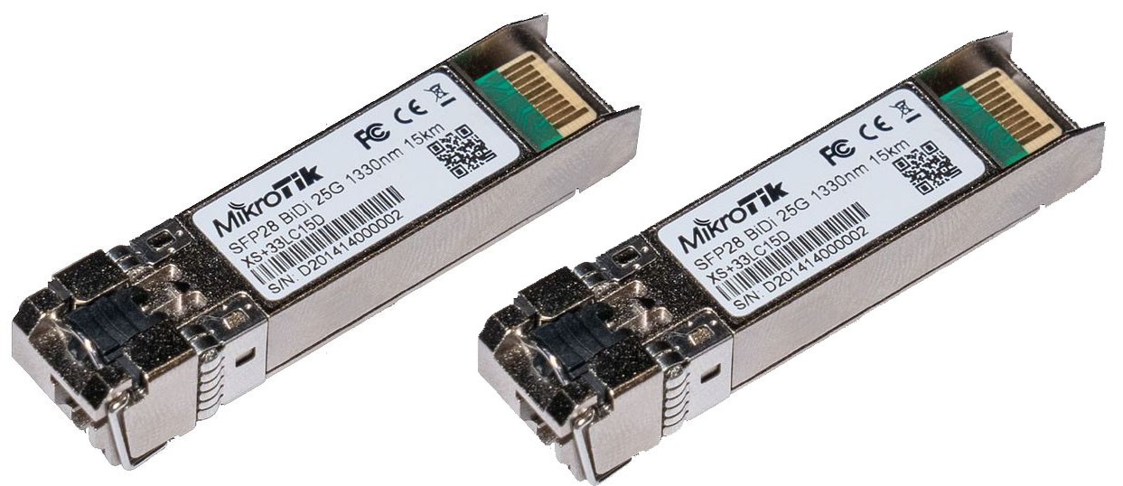 Пара оптичних модулів MikroTik XS+2733LC15D SFP 1G / SFP+ 10G / SFP28 25G 15km 1270nm + 1330nm