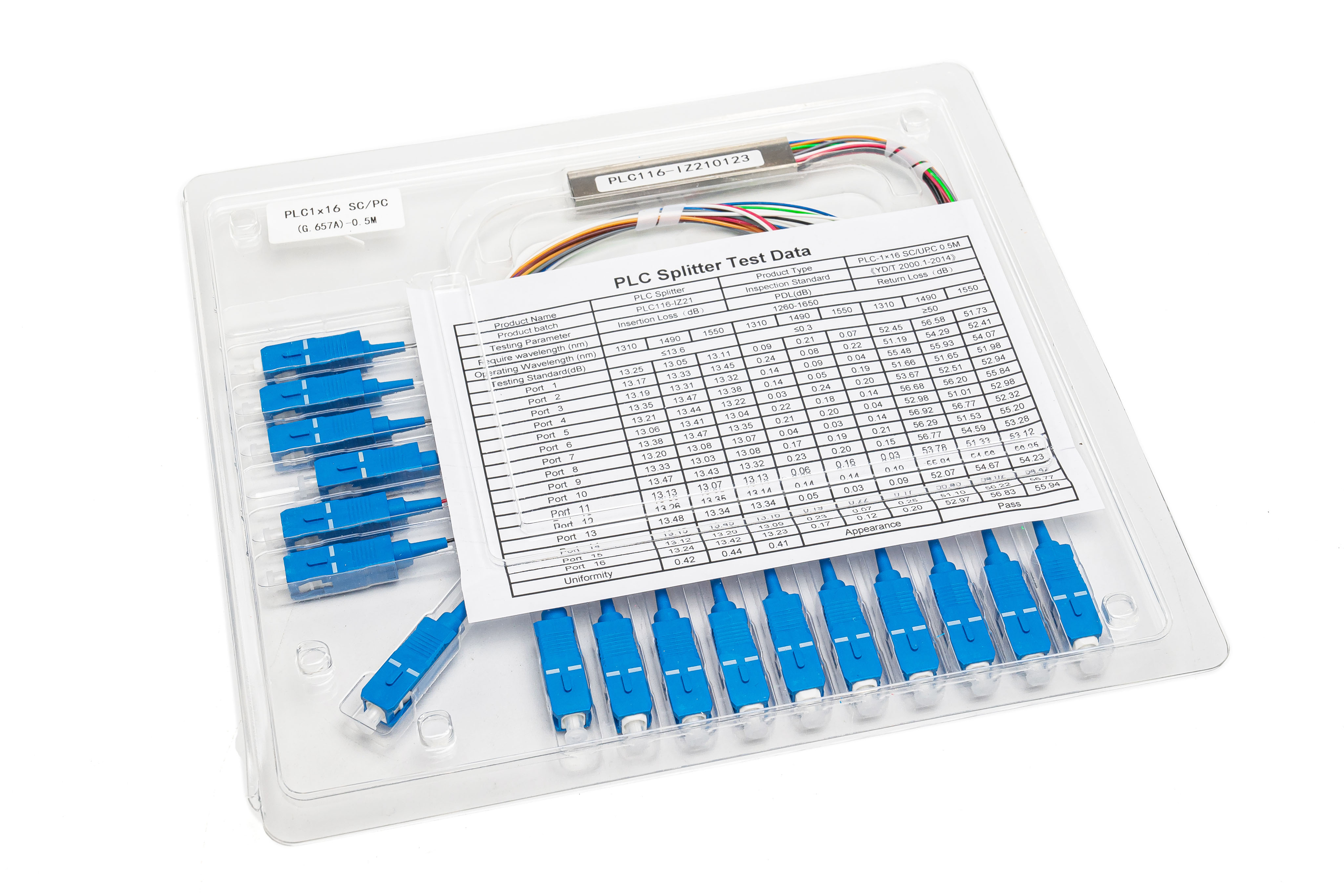 Подільник оптичний RCI PLC - 1x16 - SC/UPC - 0,5 m (PLC 1x16 - SC/PC (G.657 A) - 0,5 m)