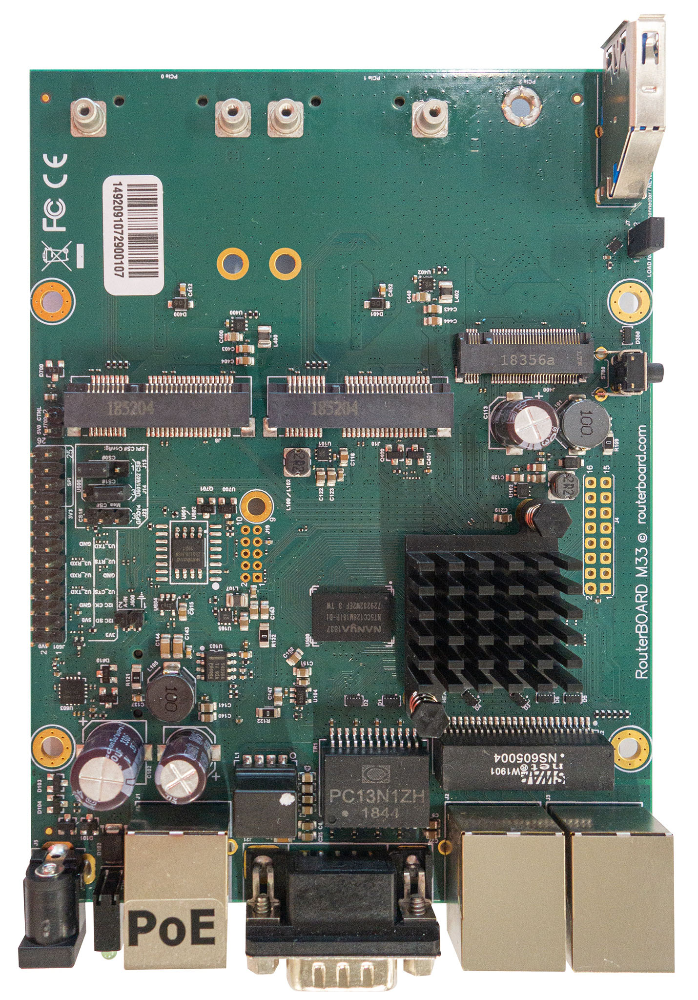 Плата MikroTik RBM33G MT7621A 880 MHz CPU, 256 MB RAM, 3 х Gigabit LAN портів