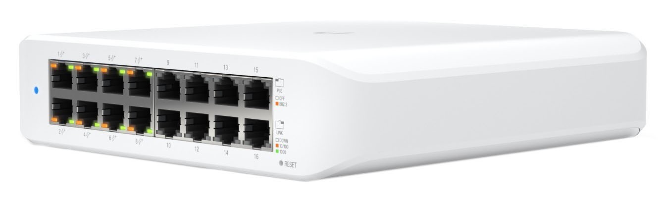 Комутатор Ubiquiti UniFi Switch USW-Lite-16-PoE (16) 10/100/1000Mbps, 802.3af, 802.3at, PoE-Out (only))