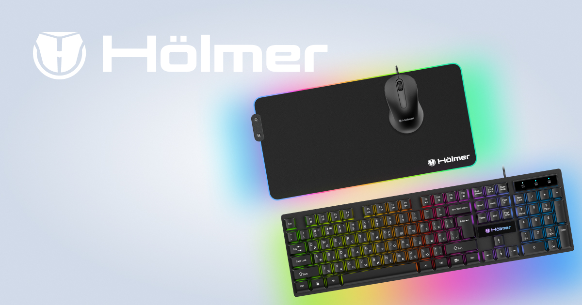 Акція на клавіатуру Hölmer K-01GS, мишу M-01OF та RGB-килимок GMP-02RGB