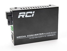 Медіаконвертер RCI RCI502W-GE-20-A 1G, TX 1310 нм / RX1550 нм, SC, 20 км, RJ45, standart size metal case